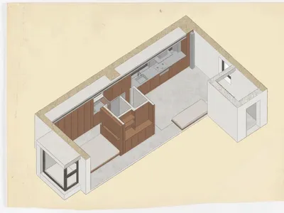 簡約住宅廚房設計，採用木質飾面