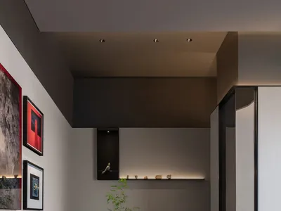 Modern restaurant interior featuring wooden furniture, glass decor, and marble accents