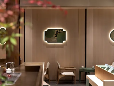 現代餐廳室內木質裝飾