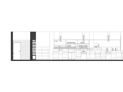 Modern kitchen with steel, concrete, and glass materials, minimalist design.