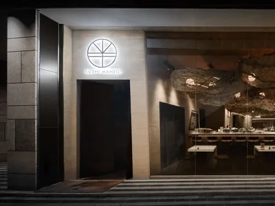 Modern restaurant interior with magnolia wood features
