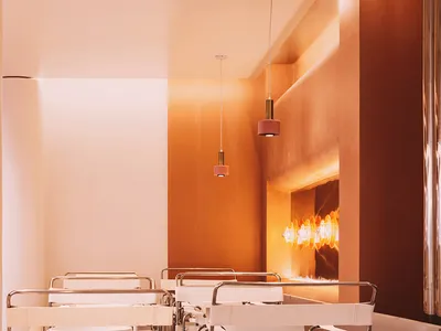 Modern interior design elements in a restaurant setting