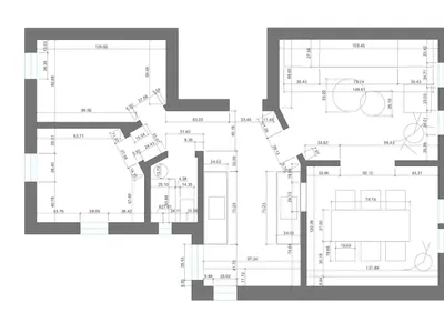 一張現代廚房藍圖，展示大理石檯面細節。