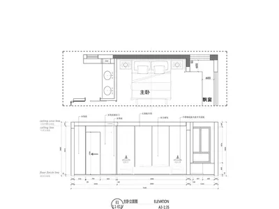 一張現代臥室的中性色系2D建築平面圖