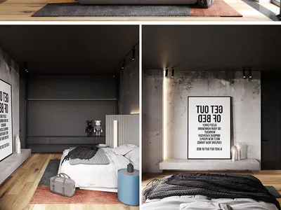 A modern concrete bathroom with a contemporary design.