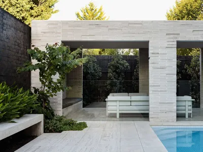 Minimalist living room with concrete elements