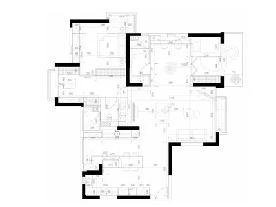 Detailed architectural layout of a modern one-bedroom apartment with precise measurements and room specifications.