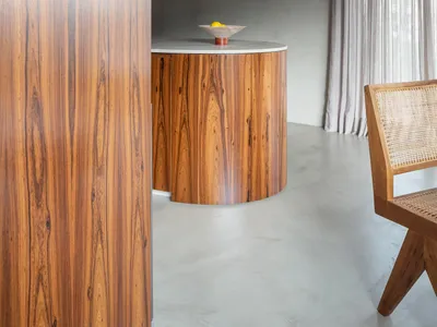 Modern kitchen with wooden furniture and minimalist design