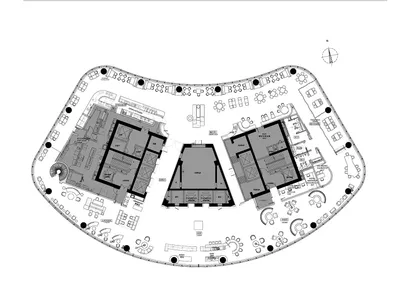 餐廳平面圖，展示用餐區、廚房空間與行政辦公室。