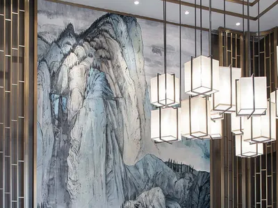 Modern restaurant interior featuring contemporary design elements and a Scandinavian aesthetic.