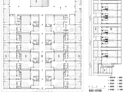 Floor plan of a hotel's room layout