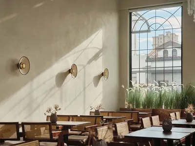Modern restaurant interior showcasing contemporary design elements and clean, minimalist aesthetic.
