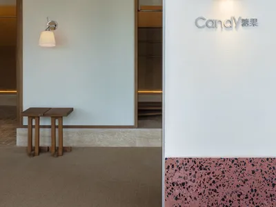 Concrete walls, wooden furniture, minimalist design, modern interior