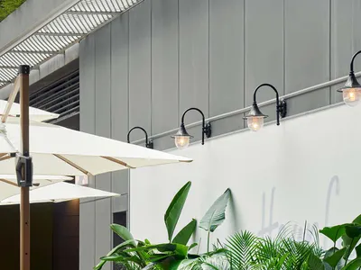 溫馨室內餐廳空間，設有多張桌椅，周圍環繞盆栽與溫暖木質元素