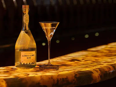 A relaxed bar lounge with comfortable seating, a dining table, and a wine glass, perfect for socializing and enjoying drinks