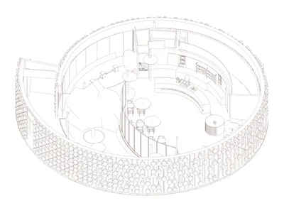熱鬧餐廳設有多個房間，採光充足且溫馨誘人，配有桌椅與餐桌供賓客使用