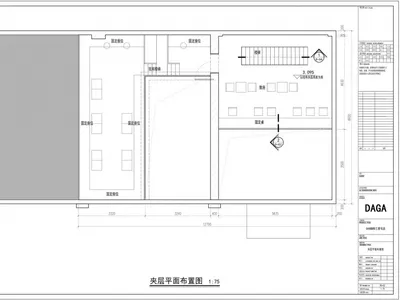 2D floor plan of a modern restaurant with labeled rooms, kitchen, dining area, and restrooms, featuring chairs and tables