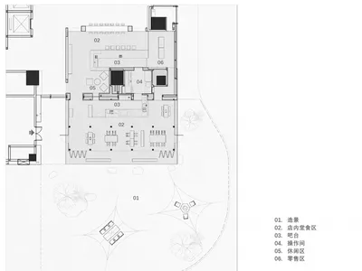 現代建築的 2D 建築圖紙，擁有乾淨線條、極簡元素與中性色調，展現建築內各式房間與空間