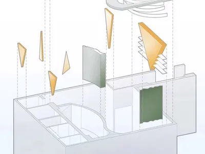 白色牆面與櫥櫃的當代廚房，設有多個水槽、家電及叉匙，背景乾淨現代
