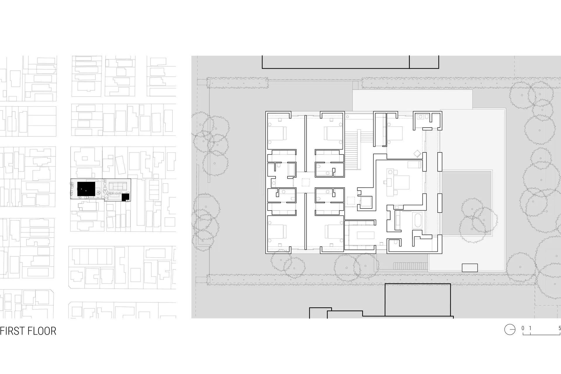 黑白一樓建築平面圖