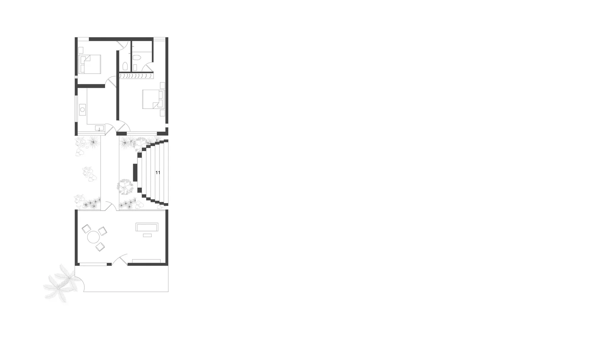 Floor plan of a minimalist residential layout.