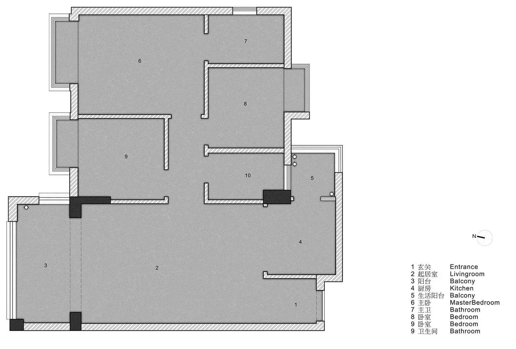 現代住宅公寓平面圖,採用中性色系