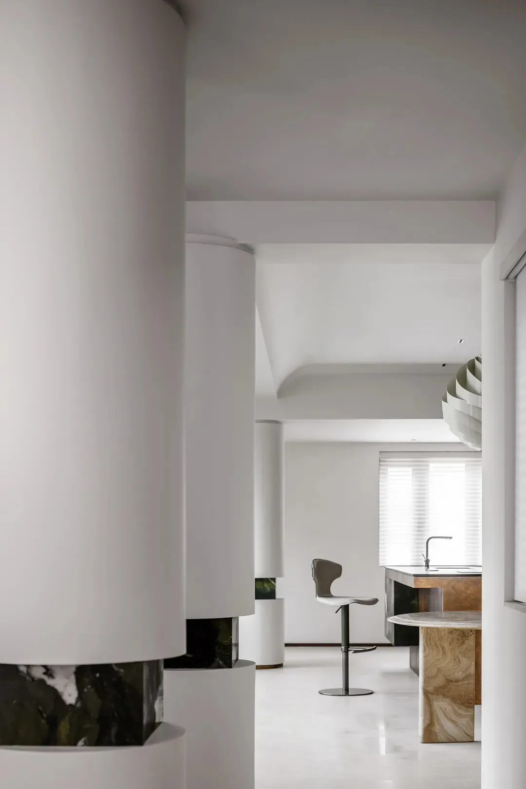 Modern kitchen designed with marble elements