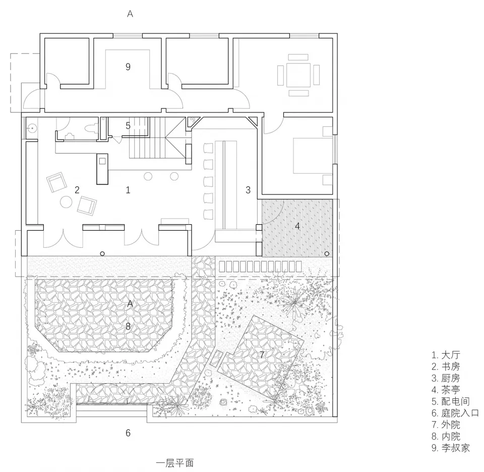 一張詳細的現代住宅客廳空間2D建築平面圖。