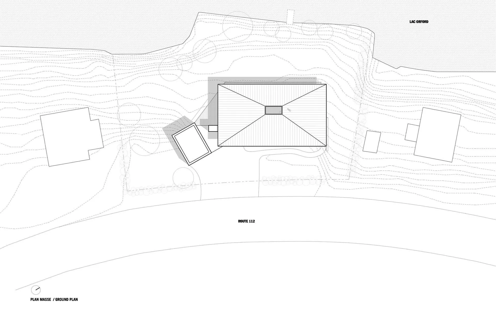 Architectural blueprint of a residential house layout