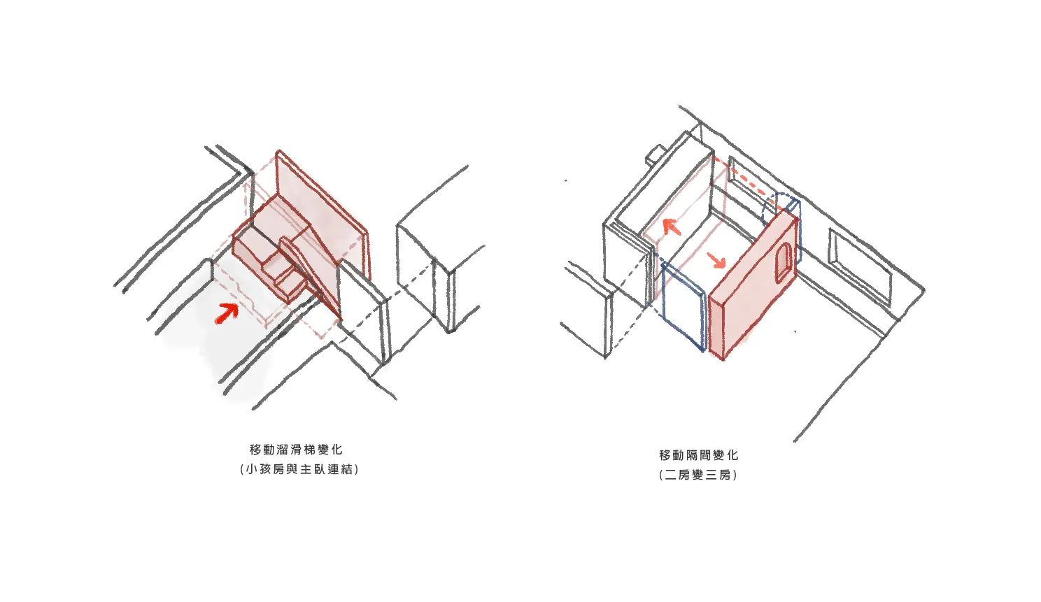 A rendered architectural floor plan of an interior design space.