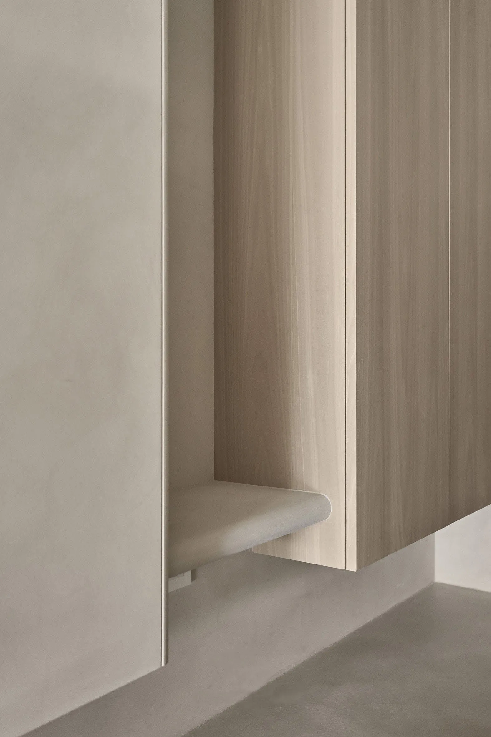 Modern floating shelf constructed from wood materials