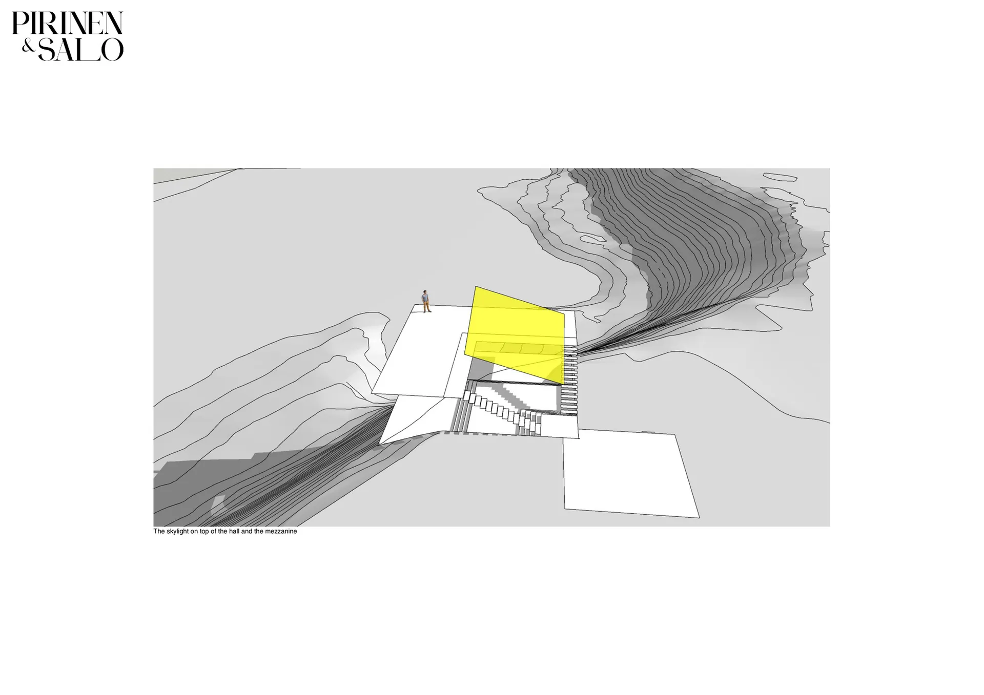 現代室內建築渲染圖,呈現清水混凝土與玻璃材質