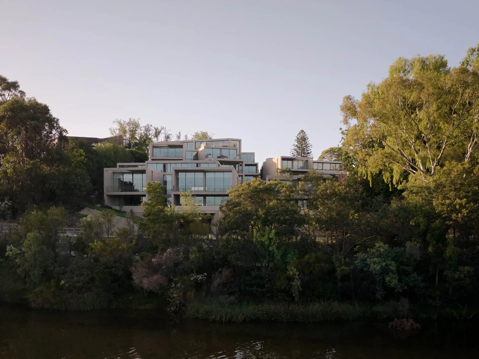 Modern residential building with glass windows