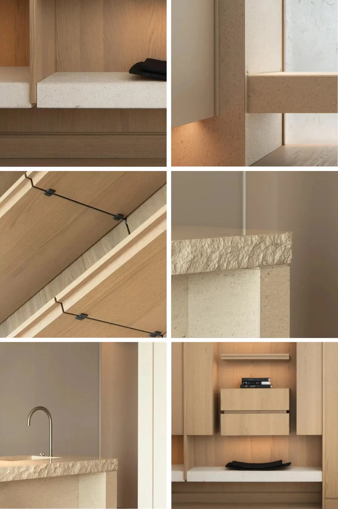 Minimalist interior design featuring terrazzo elements.
