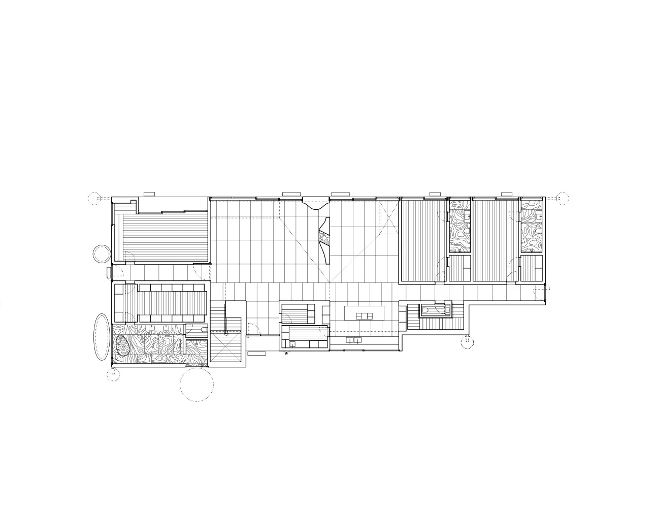A 3D rendering of a modern house's floor plan, showcasing contemporary design elements.