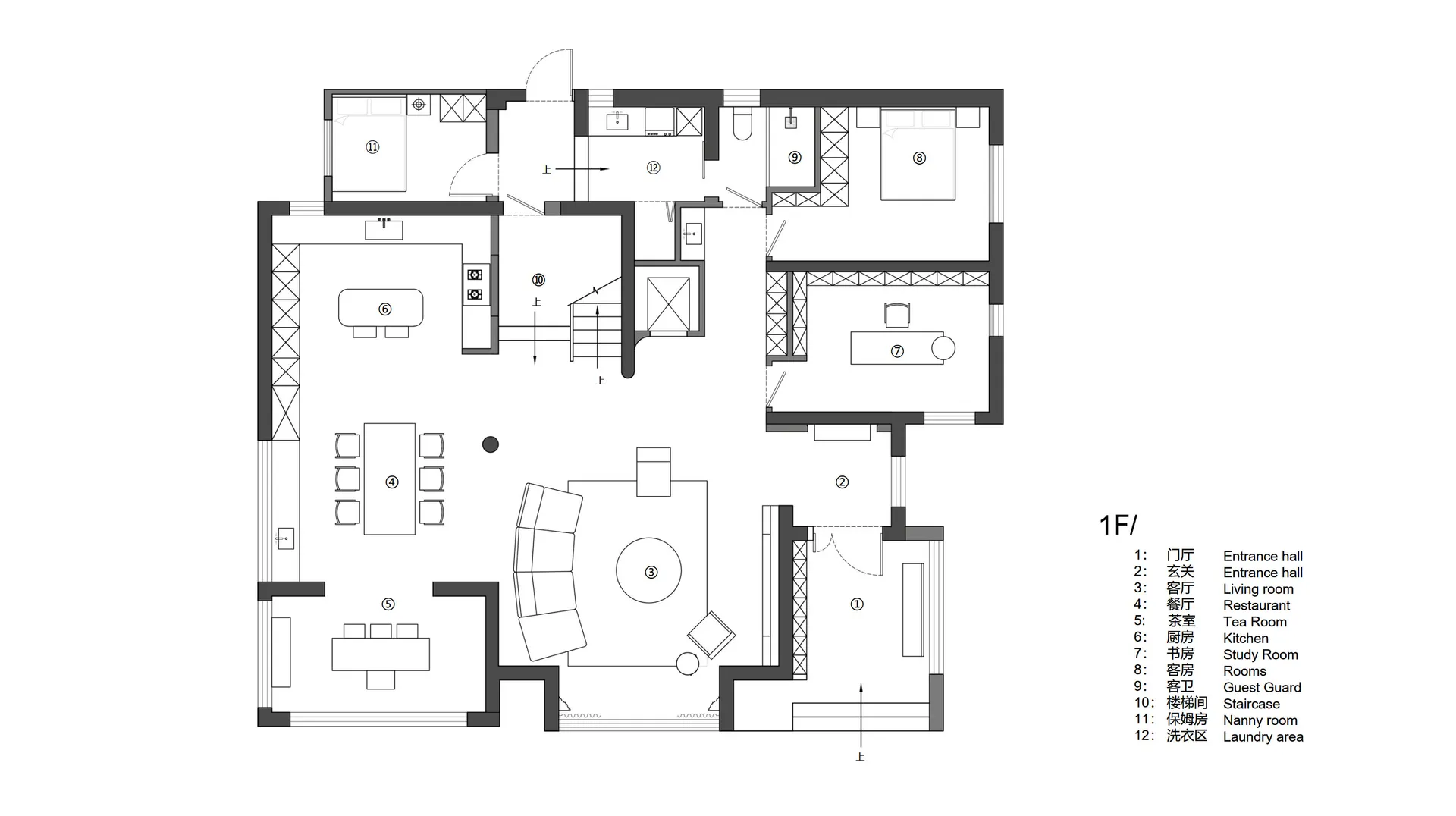 黑紙與金屬線製成的住宅建築平面圖