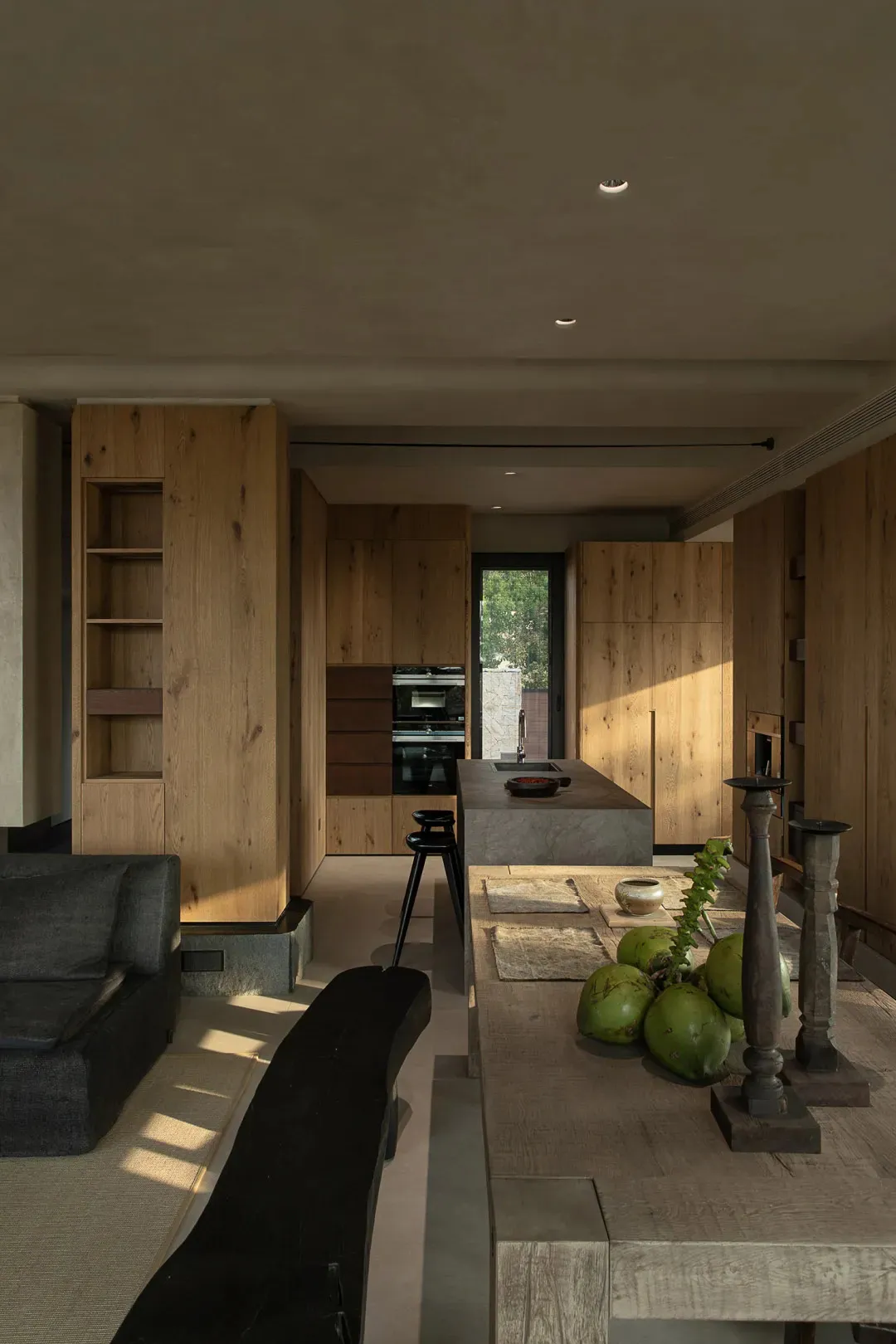 Modern commercial space featuring a wooden interior design.