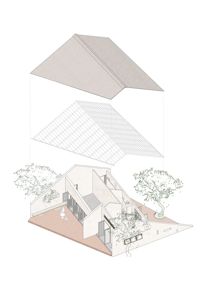 現代住宅建築的等角透視圖