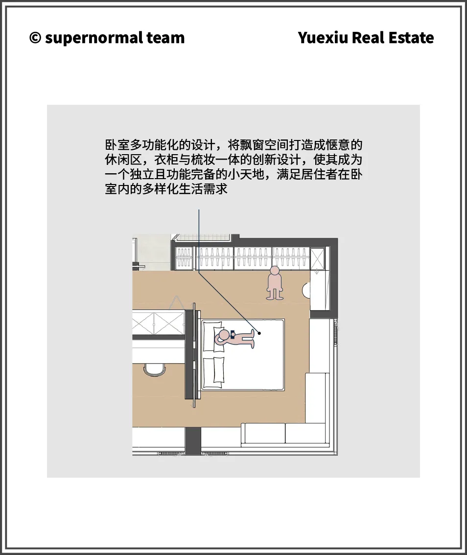 Floor plan of a minimalist bedroom with a wooden floor, a bed, and a small window.