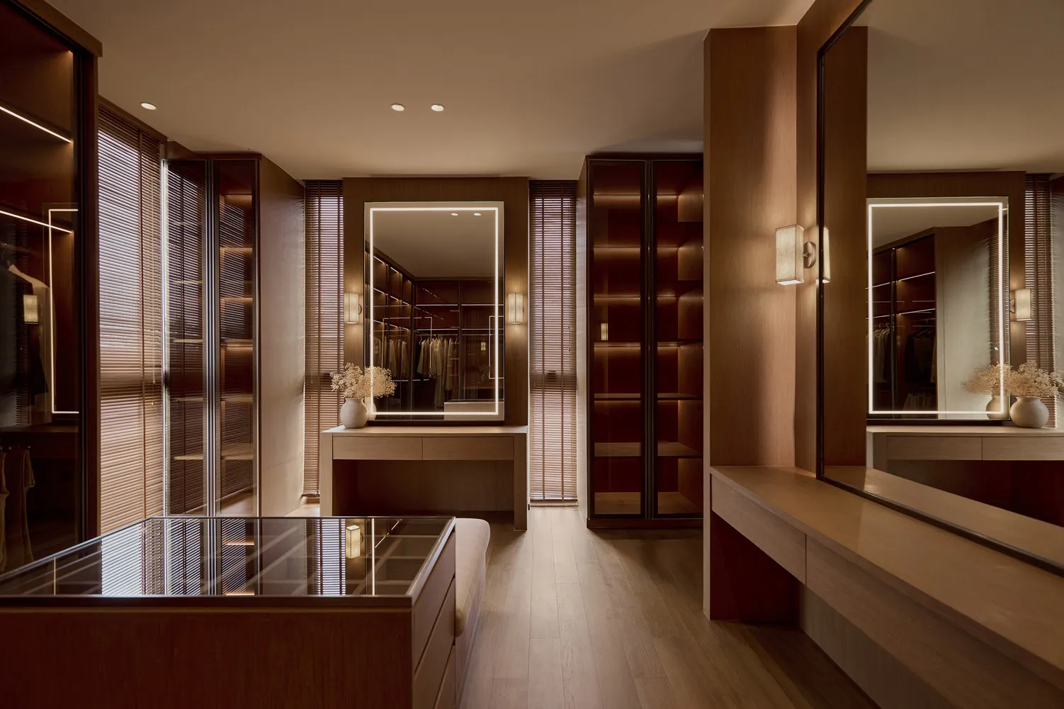 Modern interior design featuring concrete and wood materials.