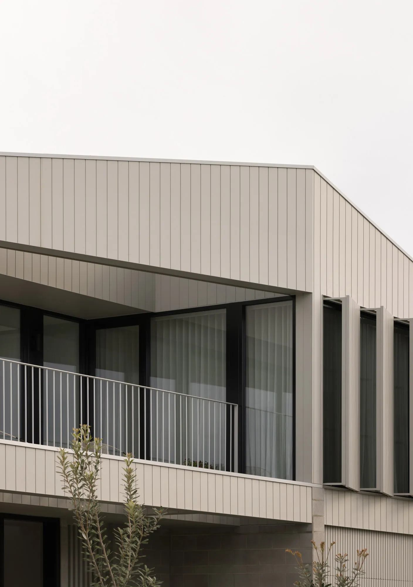 Modern residential building with metal cladding exterior