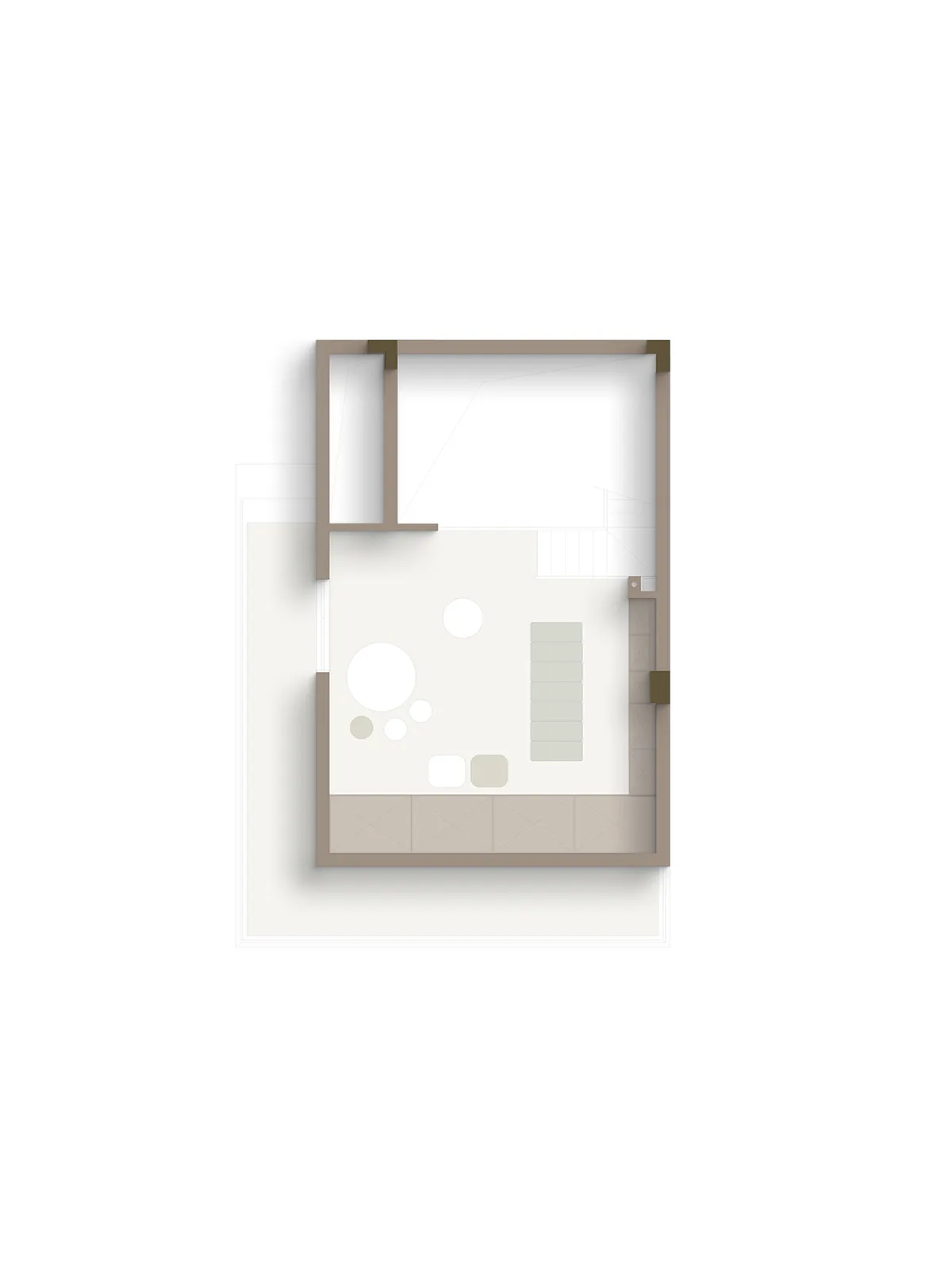 Modern room layout with neutral tones and a minimalist design.