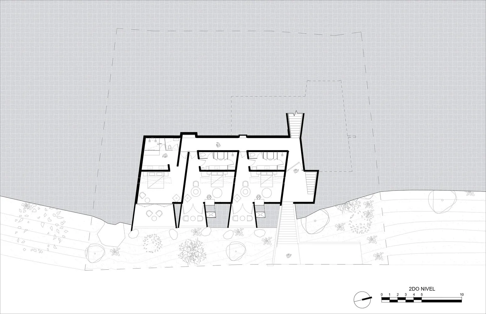 一張詳細的3D住宅平面圖建築繪圖。