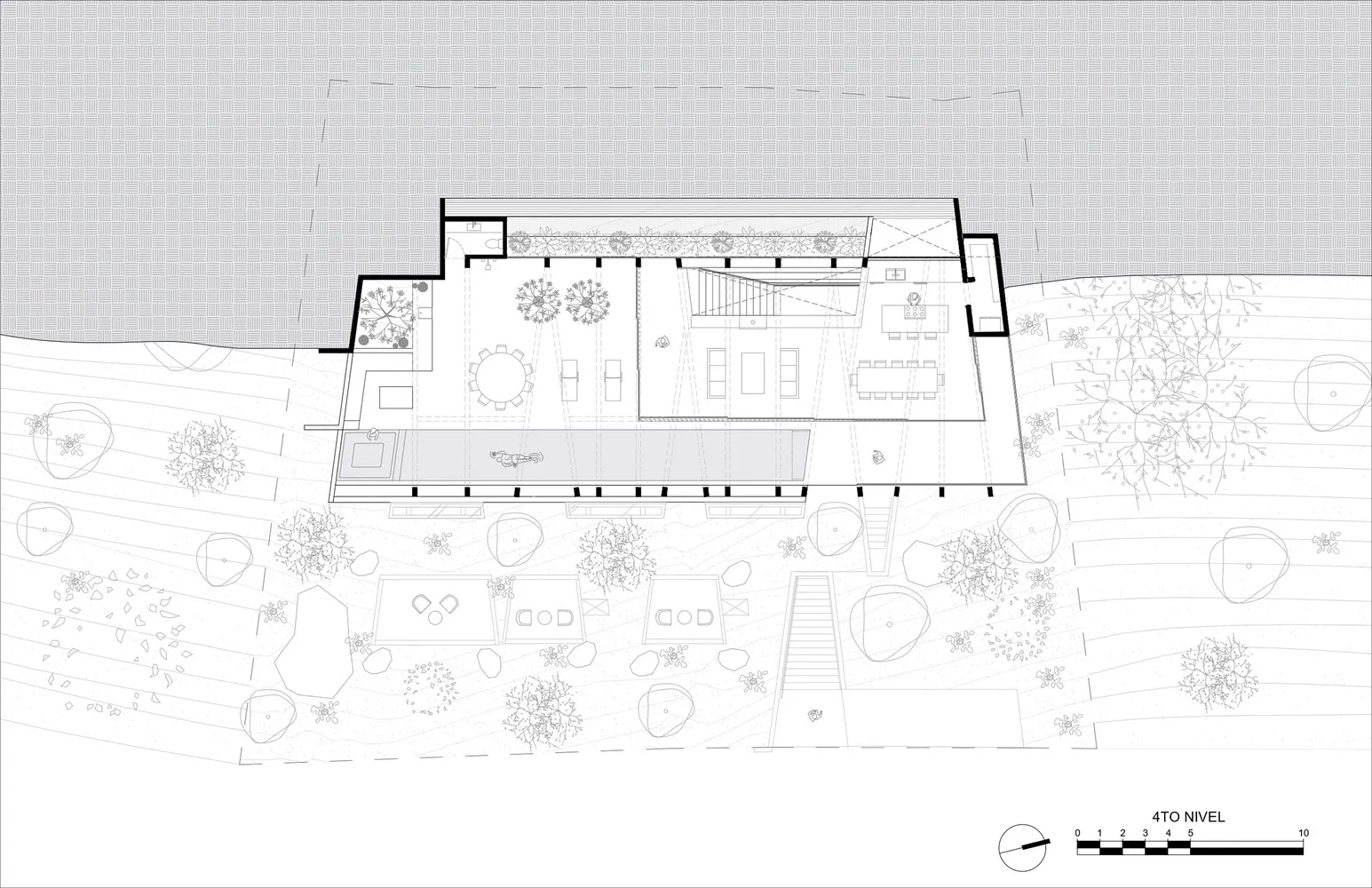 A minimalist residential floor plan showing a clean, modern layout with open spaces and simple design.
