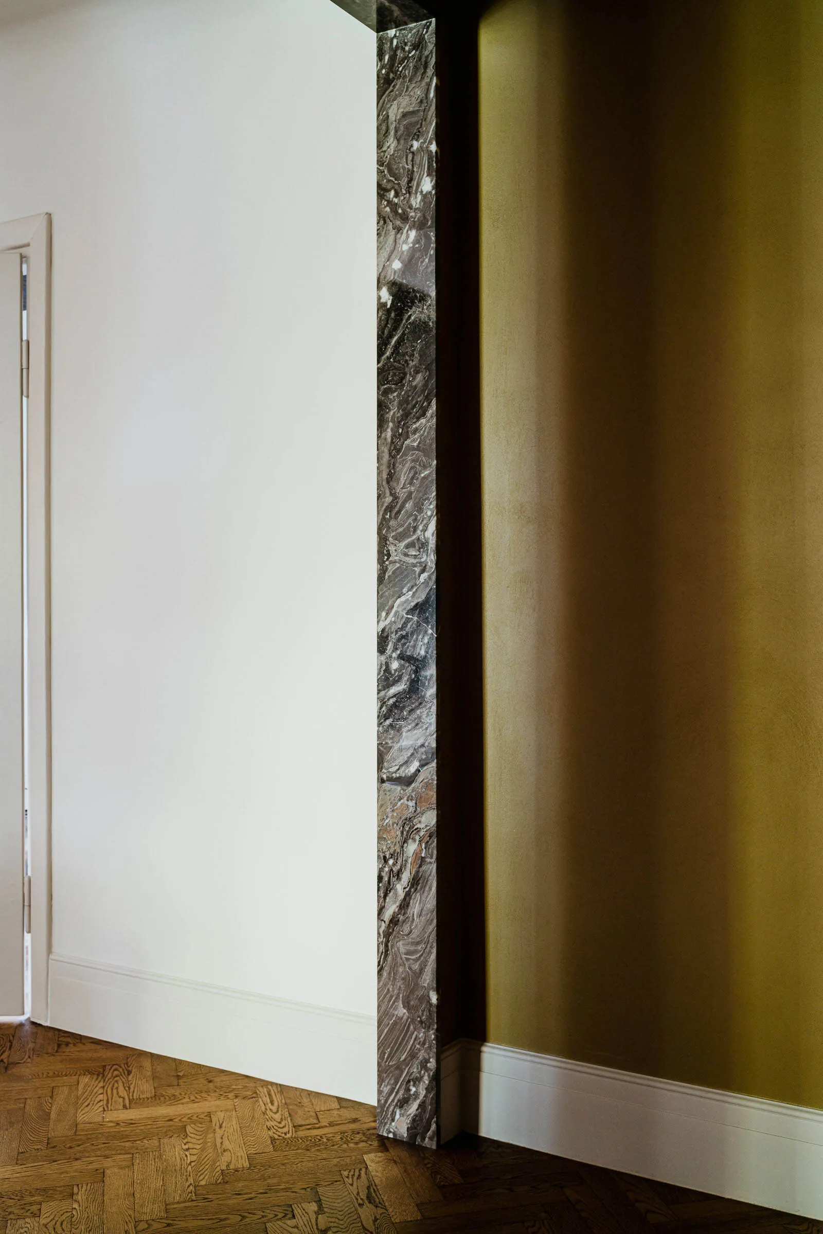 Marble wall in an interior setting.