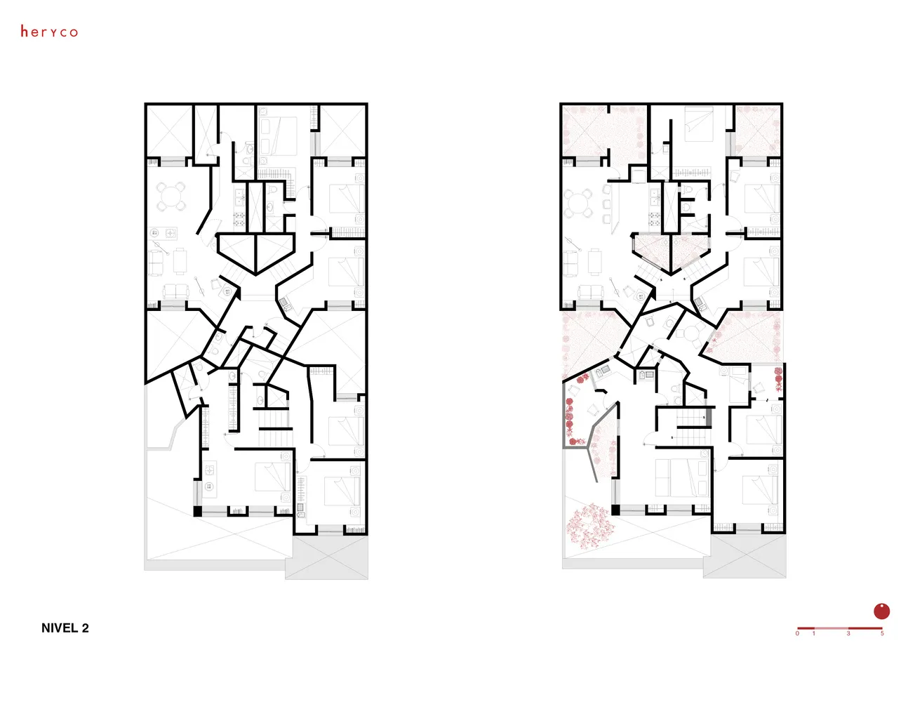現代住宅建築的白色建築平面圖