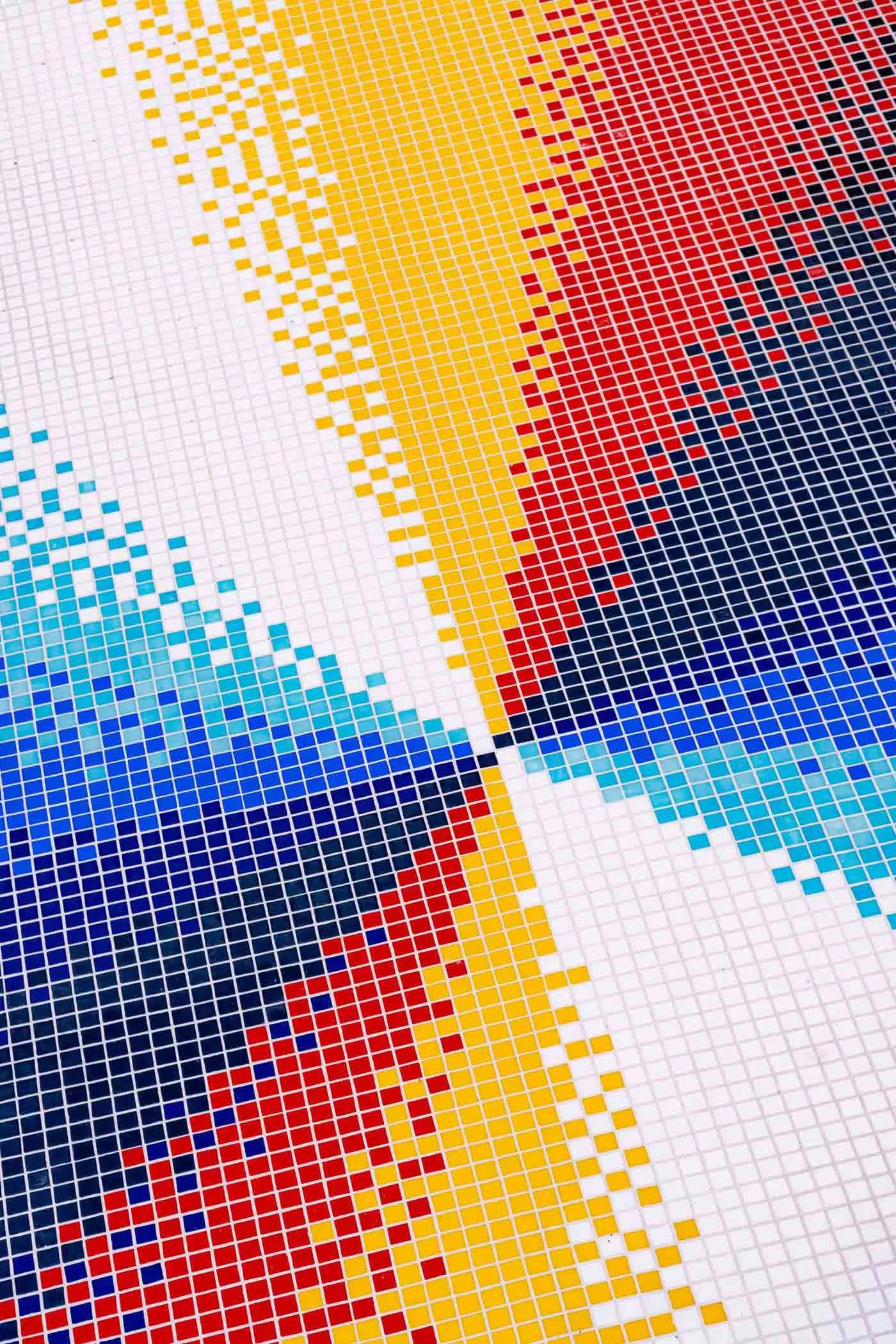A colorful abstract mosaic tile design