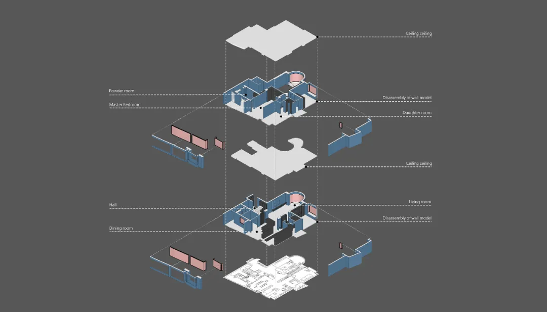 房屋室內的3D建築藍圖