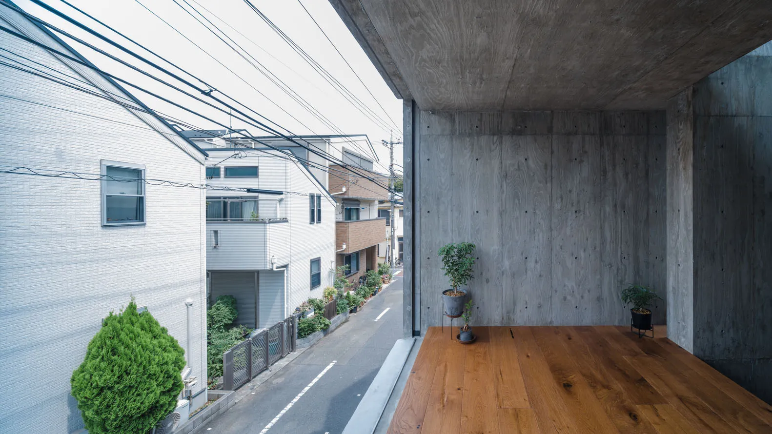 現代室內空間,展現混凝土與木質元素。