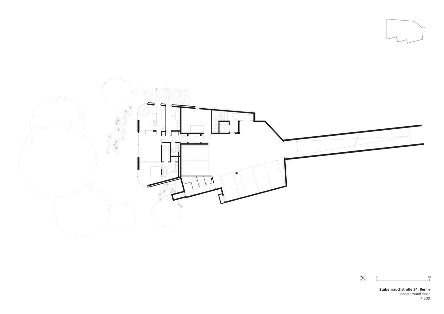 Floor plan of an architectural structure with labeled rooms and features.